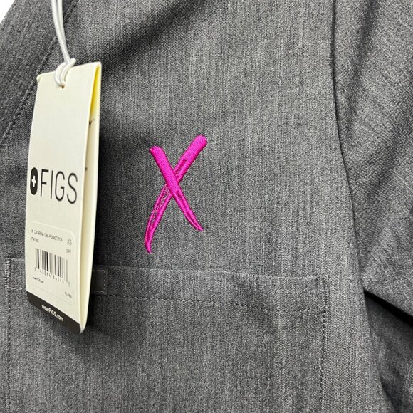 NEW Figs Technical Collection Catarina One Pocket Scrub Top Size XS Gray LOGO - Picture 6 of 10